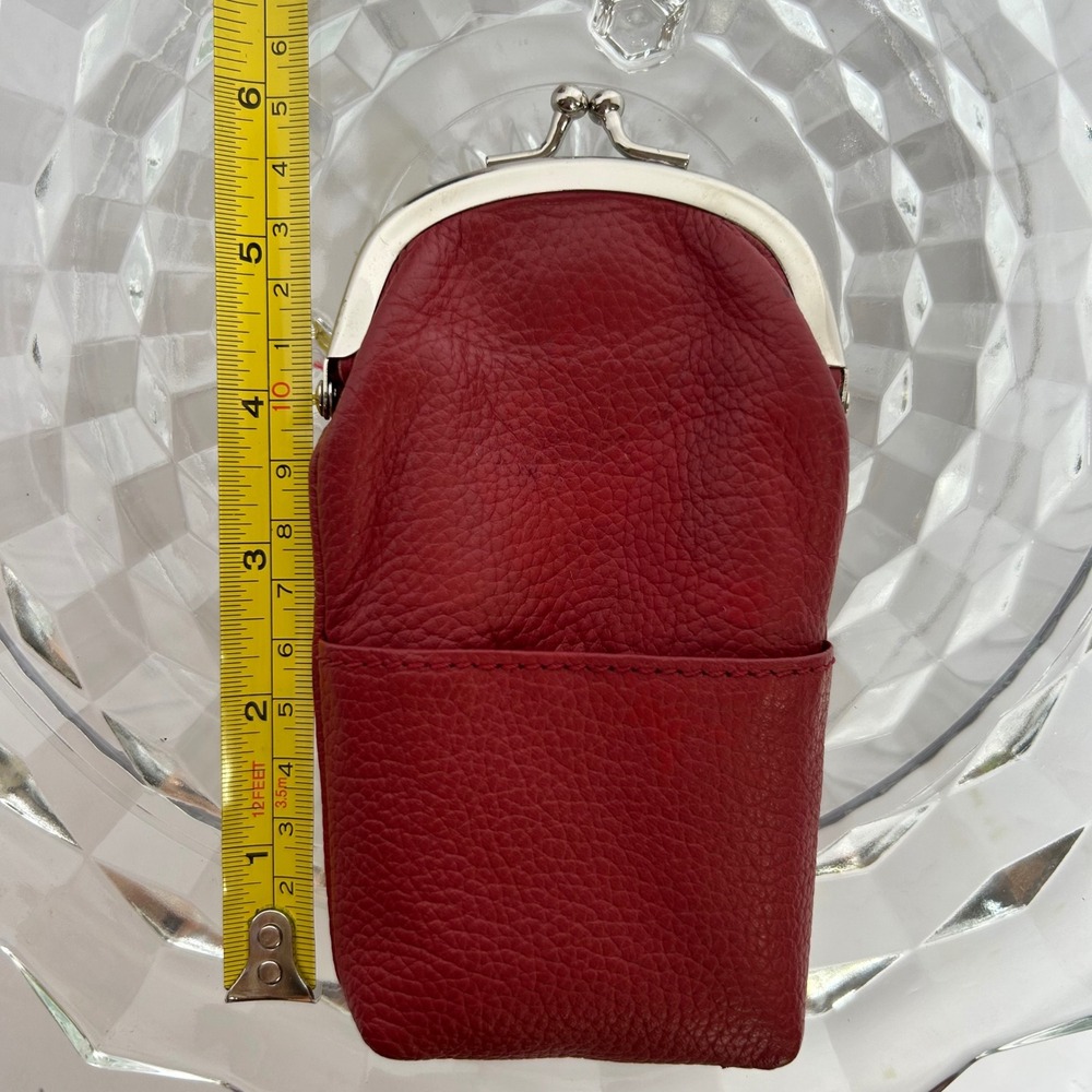 Red Leather Kiss Lock Coin Purse Change Wallet Small‎ Clutch Bag